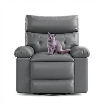 Manual Recliner Chair, PU Leather Comfortable Chair with Arms & Back,For Living Room, Bedroom