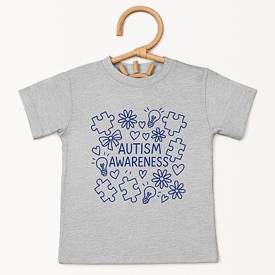 Autism Awareness Puzzle Outline - Toddler Short Sleeve Graphic T-Shirt