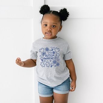 Autism Awareness Puzzle Outline - Toddler Short Sleeve Graphic T-Shirt