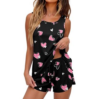 Ekouaer Womens Pajama Sets Sleeveless Tank Tops and Split Shorts Pjs Set Soft Comfy Sleepwear