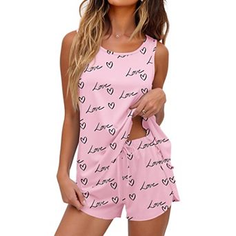 Ekouaer Womens Pajama Sets Sleeveless Tank Tops and Split Shorts Pjs Set Soft Comfy Sleepwear