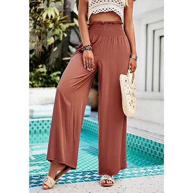 Women's Loose Wide Leg Pants Casual And Flowy Solid Color Loose Long Casual Pants