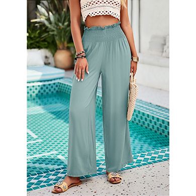 Women's Loose Wide Leg Pants Casual And Flowy Solid Color Loose Long Casual Pants
