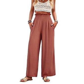 Women's Loose Wide Leg Pants Casual And Flowy Solid Color Loose Long Casual Pants