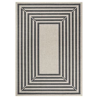 Modern Geometric Area Rug, Washable Jute Indoor Outdoor Carpet for Living Room, Patio, Deck