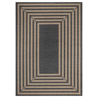 Modern Geometric Area Rug, Washable Jute Indoor Outdoor Carpet for Living Room, Patio, Deck