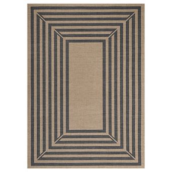 Modern Geometric Area Rug, Washable Jute Indoor Outdoor Carpet for Living Room, Patio, Deck