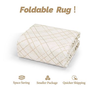 Modern Striped Throw Carpet Living Room Rug Washable Rugs Easy Cleaning