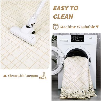 Modern Striped Throw Carpet Living Room Rug Washable Rugs Easy Cleaning