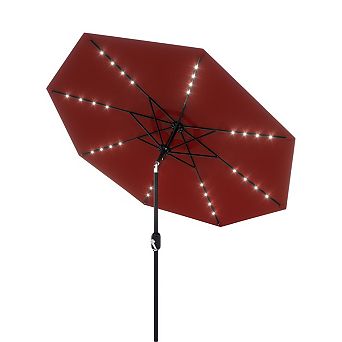 9 FT Patio Umbrella with Solar Lights, Outdoor Table Umbrella with 8 Durable Ribs
