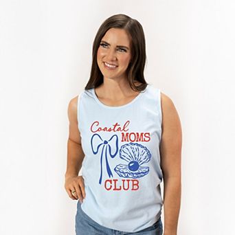 Coastal Moms Club Outline - Women's Garment Dyed Graphic Tank Top