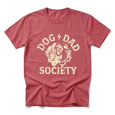 Dog Dad Society Distressed - Men's Garment Dyed Graphic T-Shirt