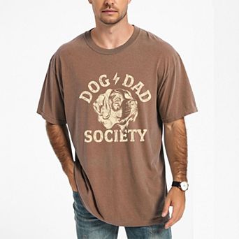 Dog Dad Society Distressed - Men's Garment Dyed Graphic T-Shirt