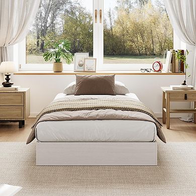 Wooden Platform Bed Frame, Floor-Standing Bed Frame, Low Profile, for Small Bedrooms, Apartments