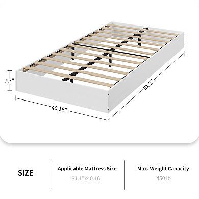 Wooden Platform Bed Frame, Floor-Standing Bed Frame, Low Profile, for Small Bedrooms, Apartments