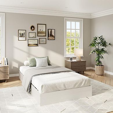 Wooden Platform Bed Frame, Floor-Standing Bed Frame, Low Profile, for Small Bedrooms, Apartments