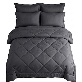 7 pc Reversible Bed-in-a-Bag Comforter Set, Ultra-Soft All-Season Microfiber Bedding