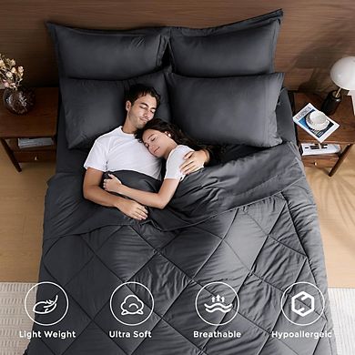 7-Piece Reversible Bed-in-a-Bag Comforter Set, Ultra-Soft All-Season Microfiber Bedding