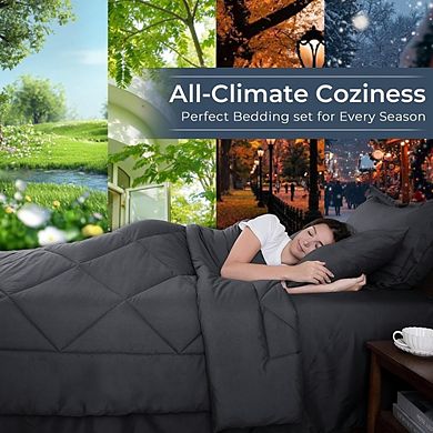 7-Piece Reversible Bed-in-a-Bag Comforter Set, Ultra-Soft All-Season Microfiber Bedding
