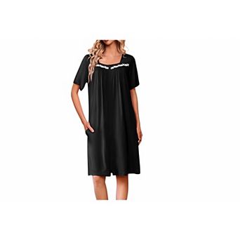 Ekouaer Women Zipper Robe Short Sleeves House Coat Zipper Front Bathrobe Housecoat Nightgown