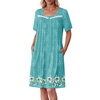 Ekouaer Women Zipper Robe Short Sleeves House Coat Zipper Front Bathrobe Housecoat Nightgown