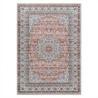 Vintage Washable Area Rug, Accent Bedroom Carpet, Indoor Non-Slip Throw Carpet for Entryway