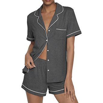 Ekouaer Womens Pajama Sets Button Up Summer Cute Pjs Two Piece Short Sleeve Sleepwear Lounge Set