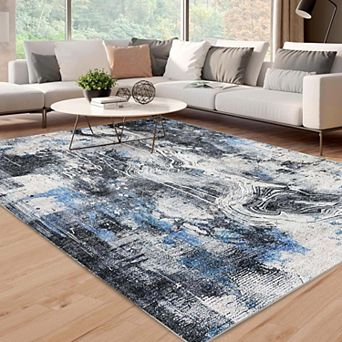 Area Rug, Washable Rug Boho Soft Abstract Pattern Non-Slip Non-Shedding