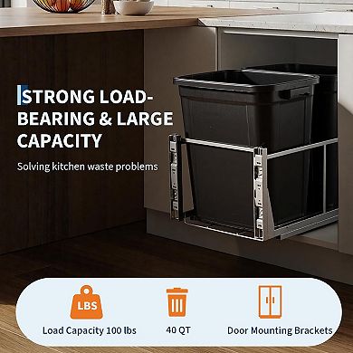 ANIXOL Pullout Trash Can for Kitchen Cabinets, Under Sink Hidden Waste Bin