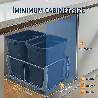 ANIXOL Pullout Trash Can for Kitchen Cabinets, Under Sink Hidden Waste Bin
