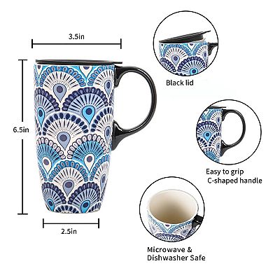 Ceramic Travel Mug with Lid Handle Gift Box— Mother's Day Gift