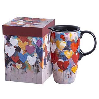 Ceramic Travel Mug with Lid Handle Gift Box— Mother's Day Gift