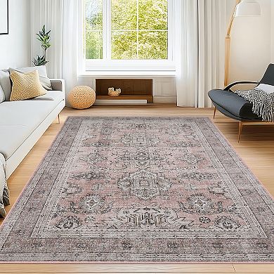 Polyester Hallway Bathroom Entryway Kitchen Office Foldable Geometric Washable Area Rug