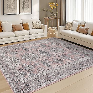 Polyester Hallway Bathroom Entryway Kitchen Office Foldable Geometric Washable Area Rug