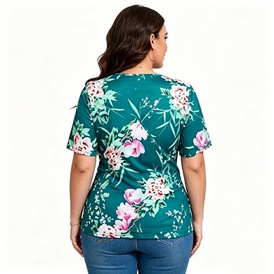 Womens Plus Size Summer Tops Short Sleeve V Neck Ruffle Blouse Cross Over Trendy Y2K Tshirt