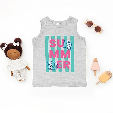 Summer Stripes Seashells - Toddler Graphic Tank