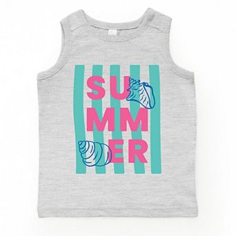 Summer Stripes Seashells - Toddler Graphic Tank
