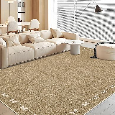 Modern Bow-Knot Edge Area Rug Soft, Washable, Low Pile Carpet - Non-Slip, Mark Resistant Mat