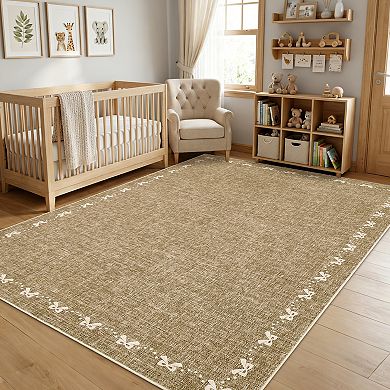 Modern Bow-Knot Edge Area Rug Soft, Washable, Low Pile Carpet - Non-Slip, Mark Resistant Mat