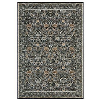 Machine Washable Traditional Rug Vintage Botanical Print, Fade-Resistant & Non-Shedding