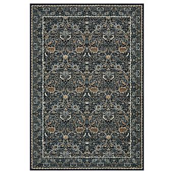 Machine Washable Traditional Rug Vintage Botanical Print, Fade-Resistant & Non-Shedding
