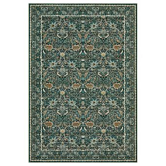 Machine Washable Traditional Rug Vintage Botanical Print, Fade-Resistant & Non-Shedding