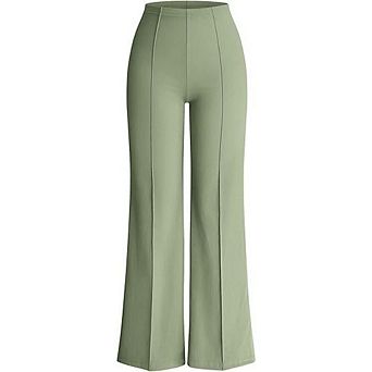 Women's High Waist Flare Pants Casual Center Seam Bell Bottom Trousers