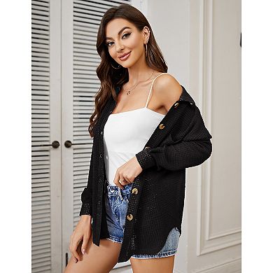 Women's Button-Down Shirt Long Sleeve Casual Loose Fit Lightweight Top