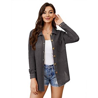 Women's Button-Down Shirt Long Sleeve Casual Loose Fit Lightweight Top