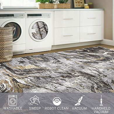Polyester Imitation Cashmere Rectangular Washable Area Rug Abstract Printed Modern Foldable Mat