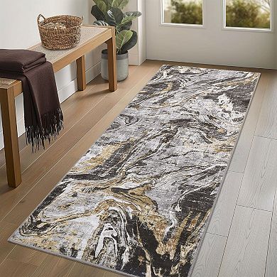 Polyester Imitation Cashmere Rectangular Washable Area Rug Abstract Printed Modern Foldable Mat