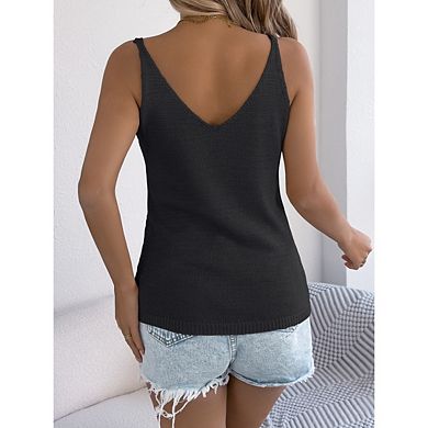 Women's Sleeveless Cable Knit Sweater Vest Soft Button Front Cardigan Tank Tops