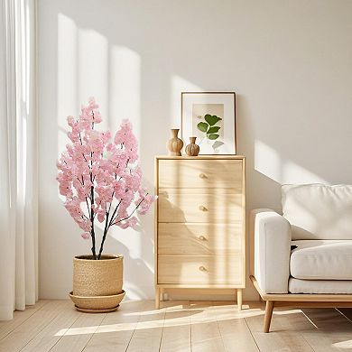 Lifelike Artificial Cherry Blossom Tree - Realistic Silk Cherry Blossom Blooms, Decorative Pot