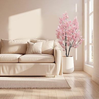 Lifelike Artificial Cherry Blossom Tree - Realistic Silk Cherry Blossom Blooms, Decorative Pot